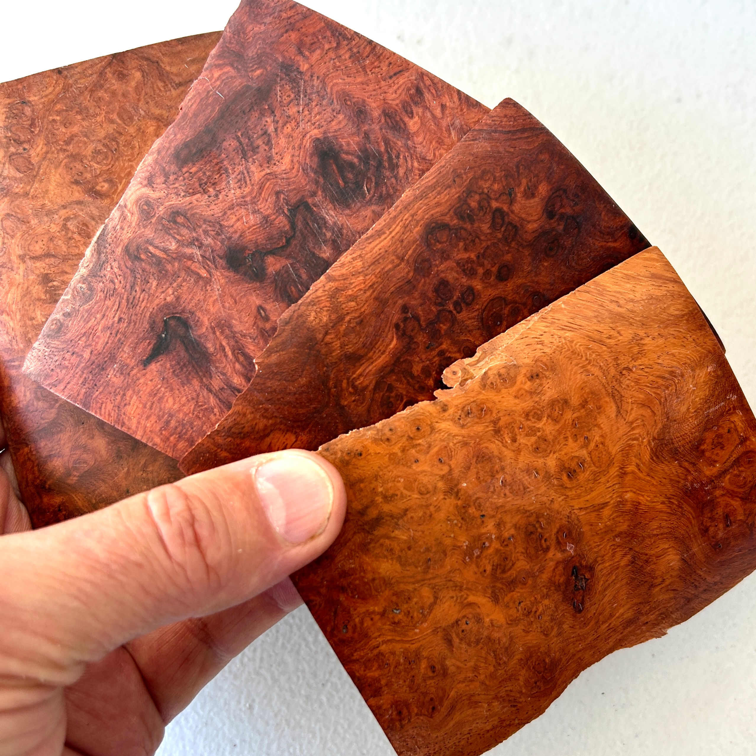 Rough Amboyna Burl Blanks / DIY Luggage Tag Golf Bag Tag / Knife Scales Cutler