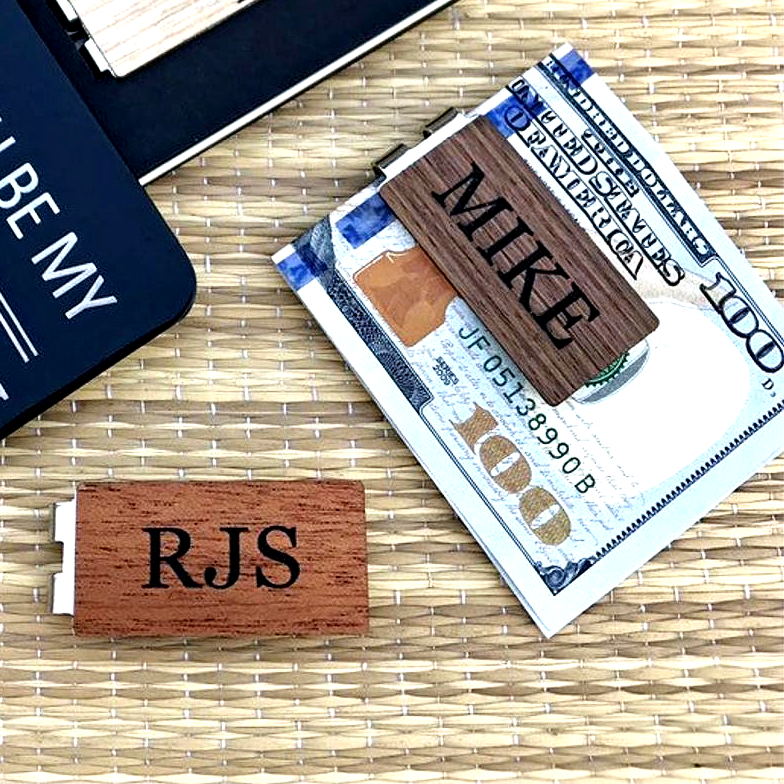 Thumbnail: engraved wood money clip