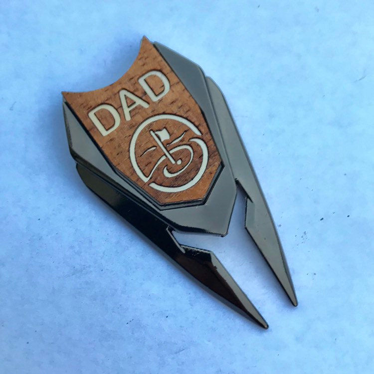 Thumbnail: personalized golf ball marker divot tool custom engraved hawaiian koa wood