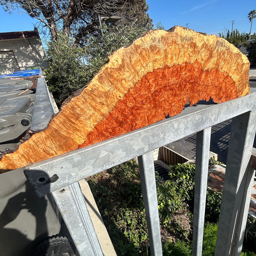 Thumbnail: Amboyna Burl Figured Wood End Piece Knife Scales Pen Blanks - 16" x 4 1/2" x 1"