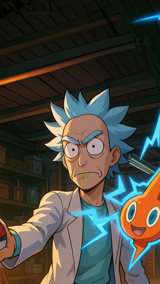 Rick and Morty wallpaper featuring iconic animated sci-fi characters