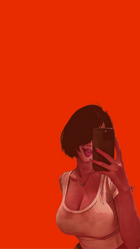 red-minimal-girl-iphone-4k-wallpaper