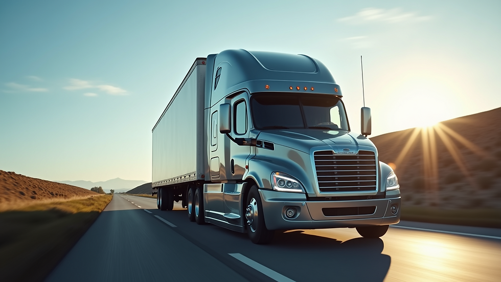 Eye-level view of a modern electric semi-truck on a highway