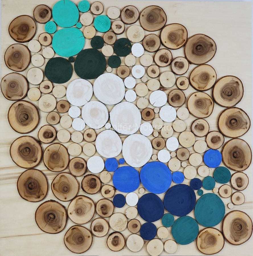 Nature inspired wood slice wall art
