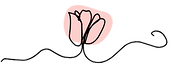 Line art flower with pink accent symbolizing growth and reflection on The Bloom Bar page.