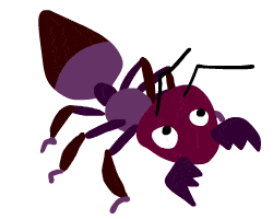 A cartoon ant looking around at the serengeti scene