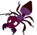 A cartoon ant looking around at the serengeti scene