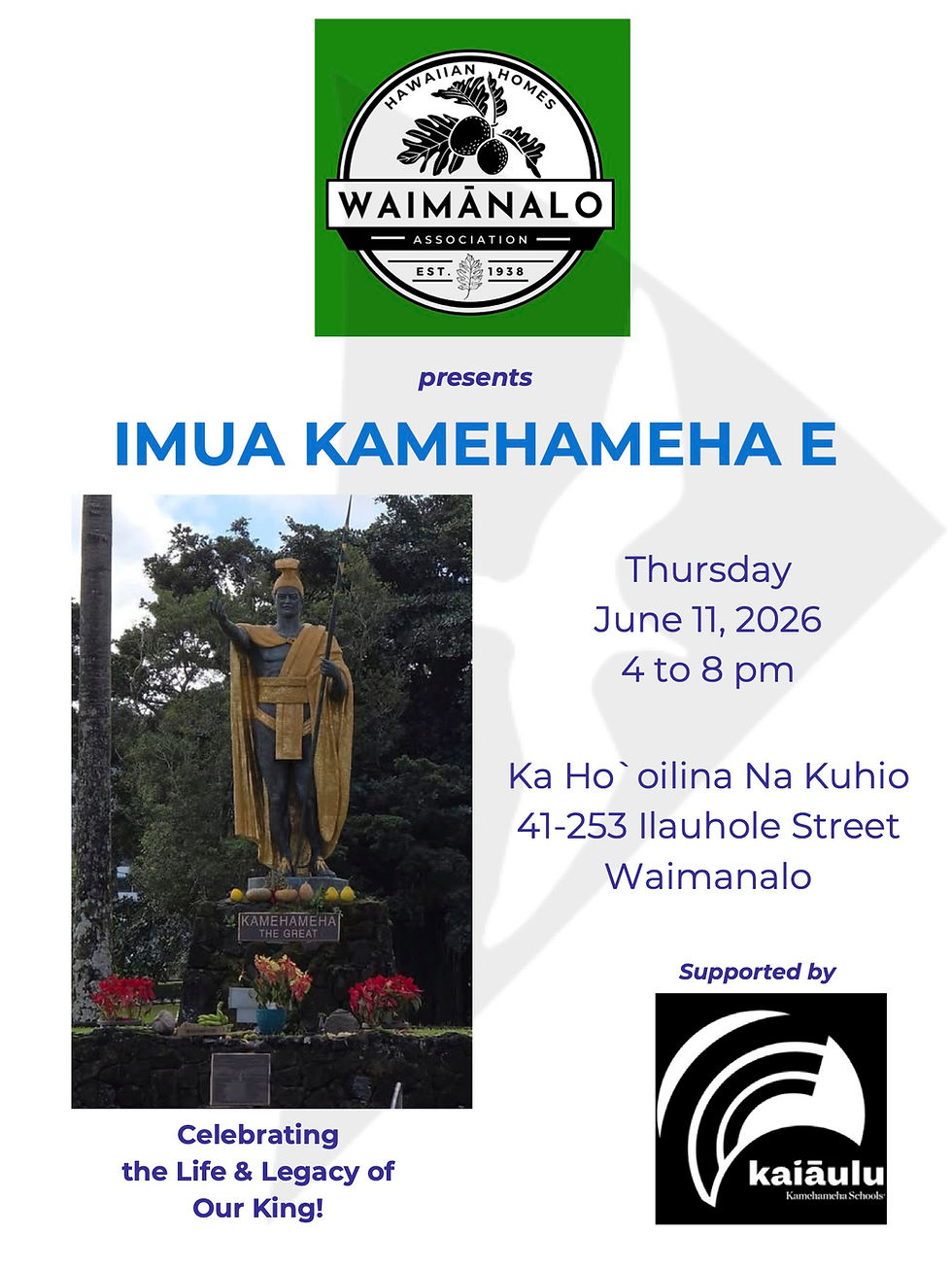 Imua Kamehameha E | Waimanalo Hawaiian Homes Association
