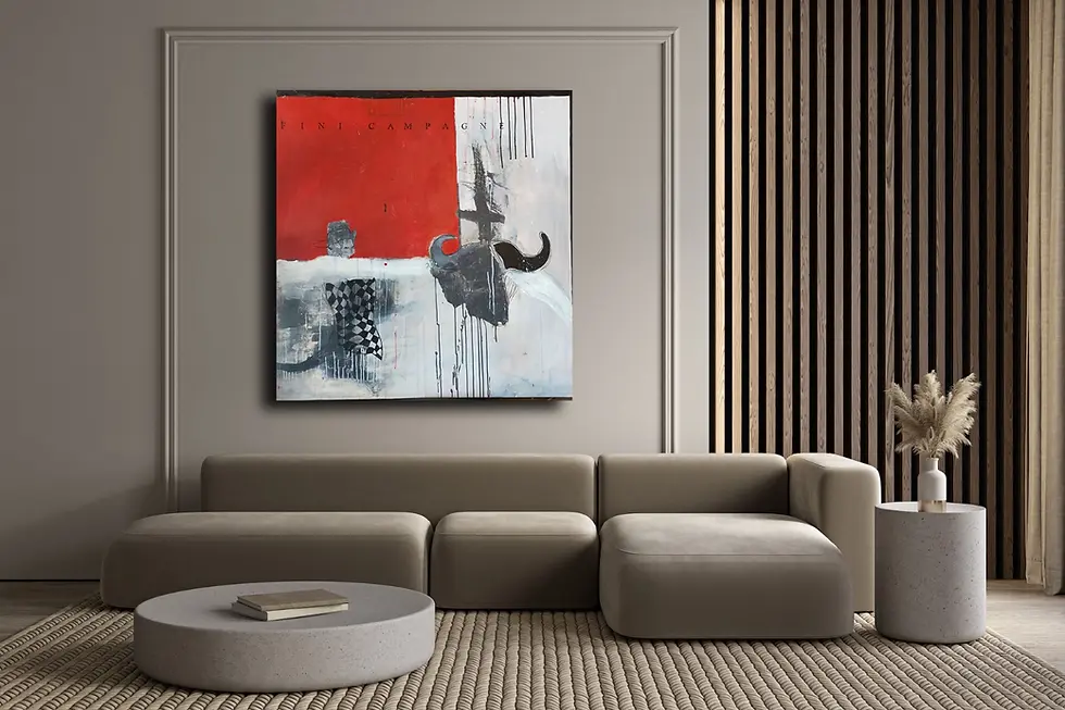 Tableau abstrait avec section rouge et grise, Chute III par Jean-François AUBER