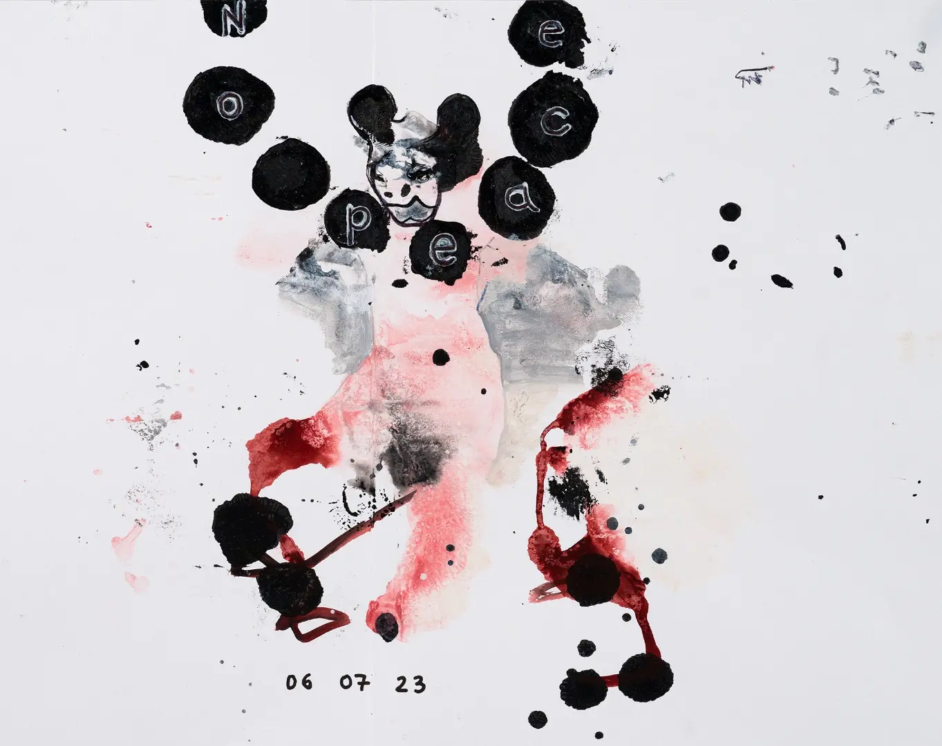 Oeuvre abstraite avec des taches et lettres, 06 03 23, Mona Nissa par Svetà MARLIER.