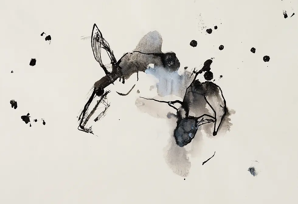 Composition abstraite en noir et blanc. Mona Nissa par Svetà MARLIER - Digigraphie. Sur fond blanc.