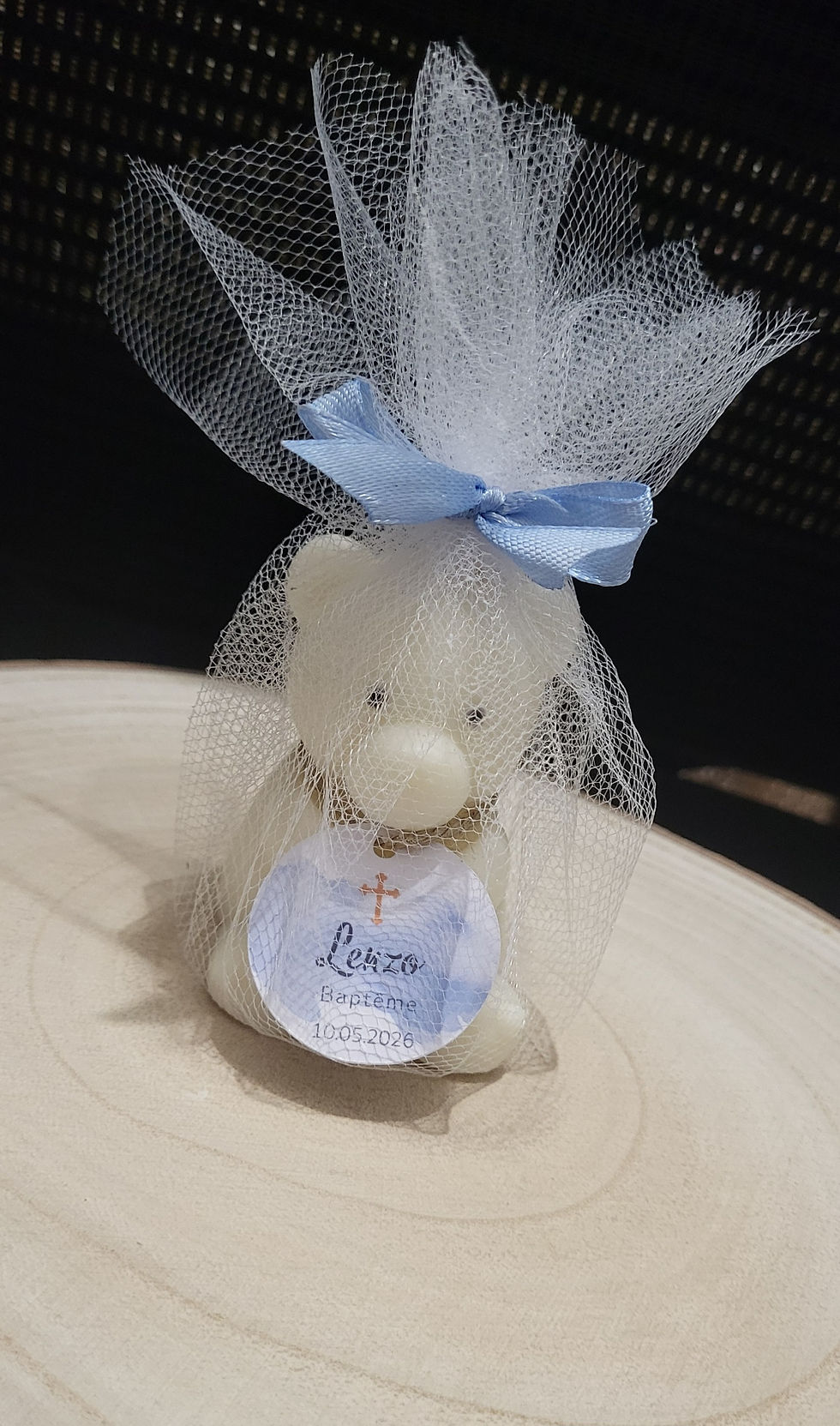 Miniature : Ourson parfumé personnalisé. Cadeau invité baptême, naissance, communion ..