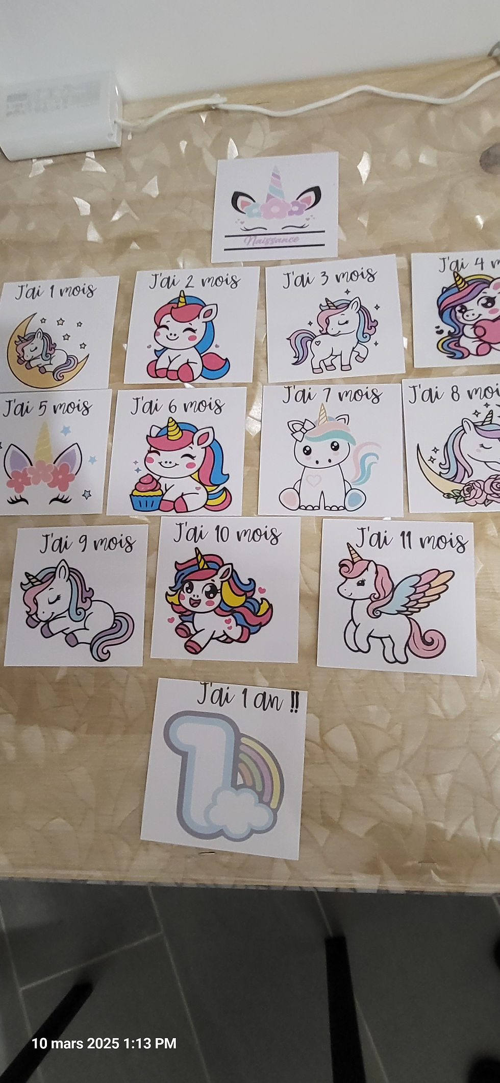 Miniature : Cartes étape bébé thème licorne