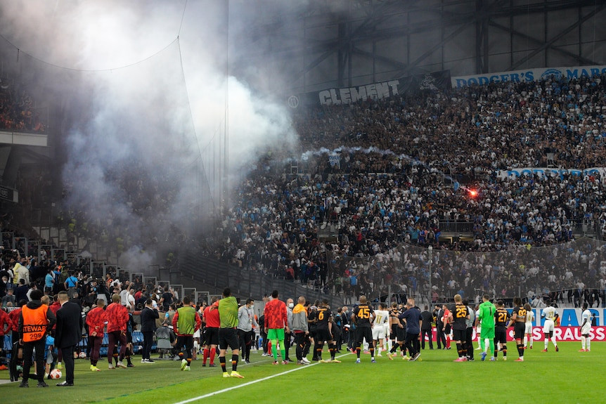 Crowd trouble at the Stade Velodrome