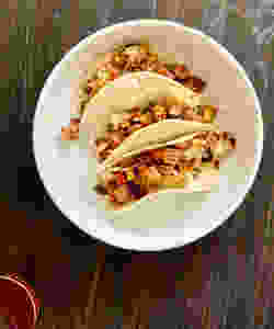 Roasted Veggie & Egg Scramble Breakfast Tacos