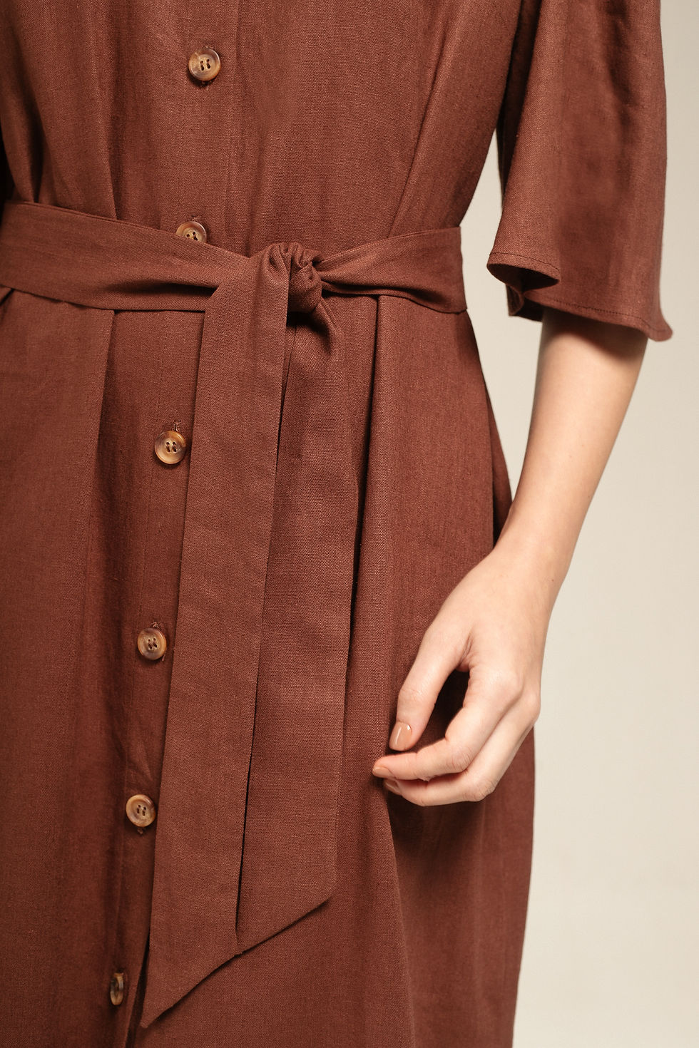 Miniatura: Chemise Manga Sino Linho Chocolate