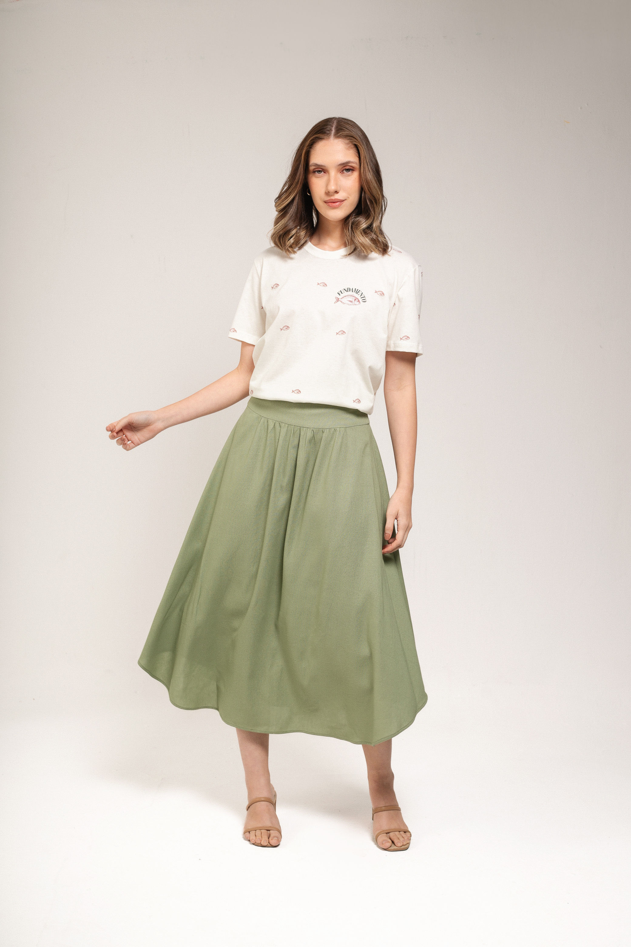 Saia Pala Godê Linho Menta