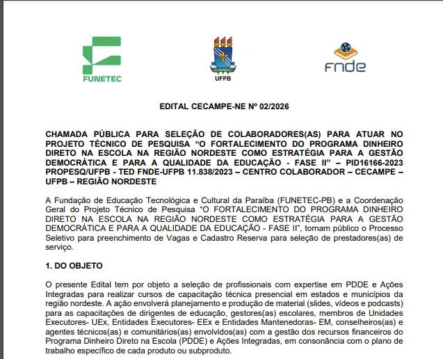 CECAMPE-NE abre chamada pública para seleção de formadores(as) do PDDE