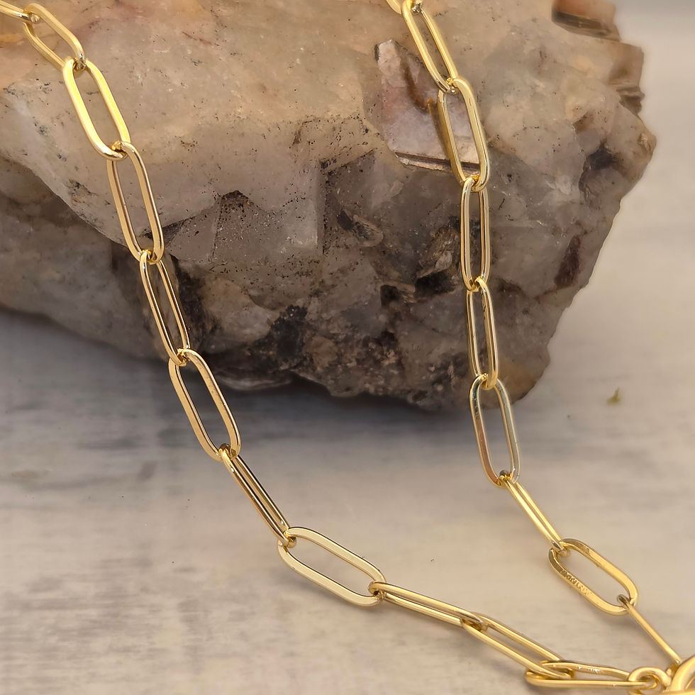Thumbnail: Gold heart charm necklace with paperclip chain and toggle clasp by Boomdyada