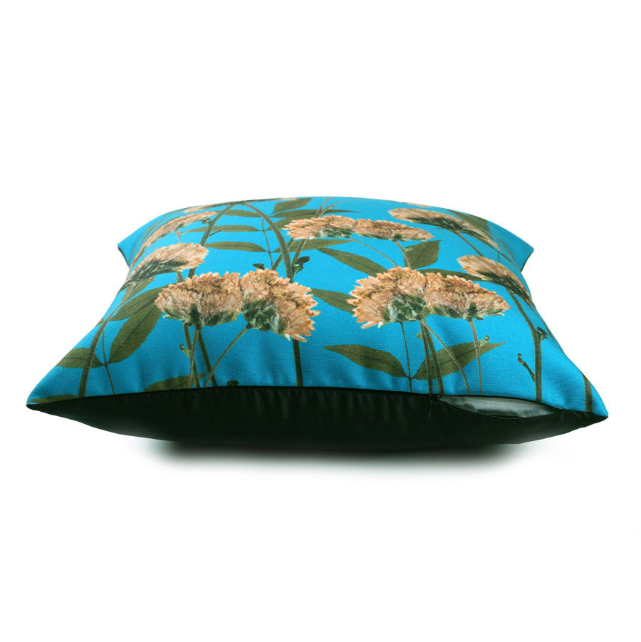 Thumbnail: Turquoise floral print cushion cover