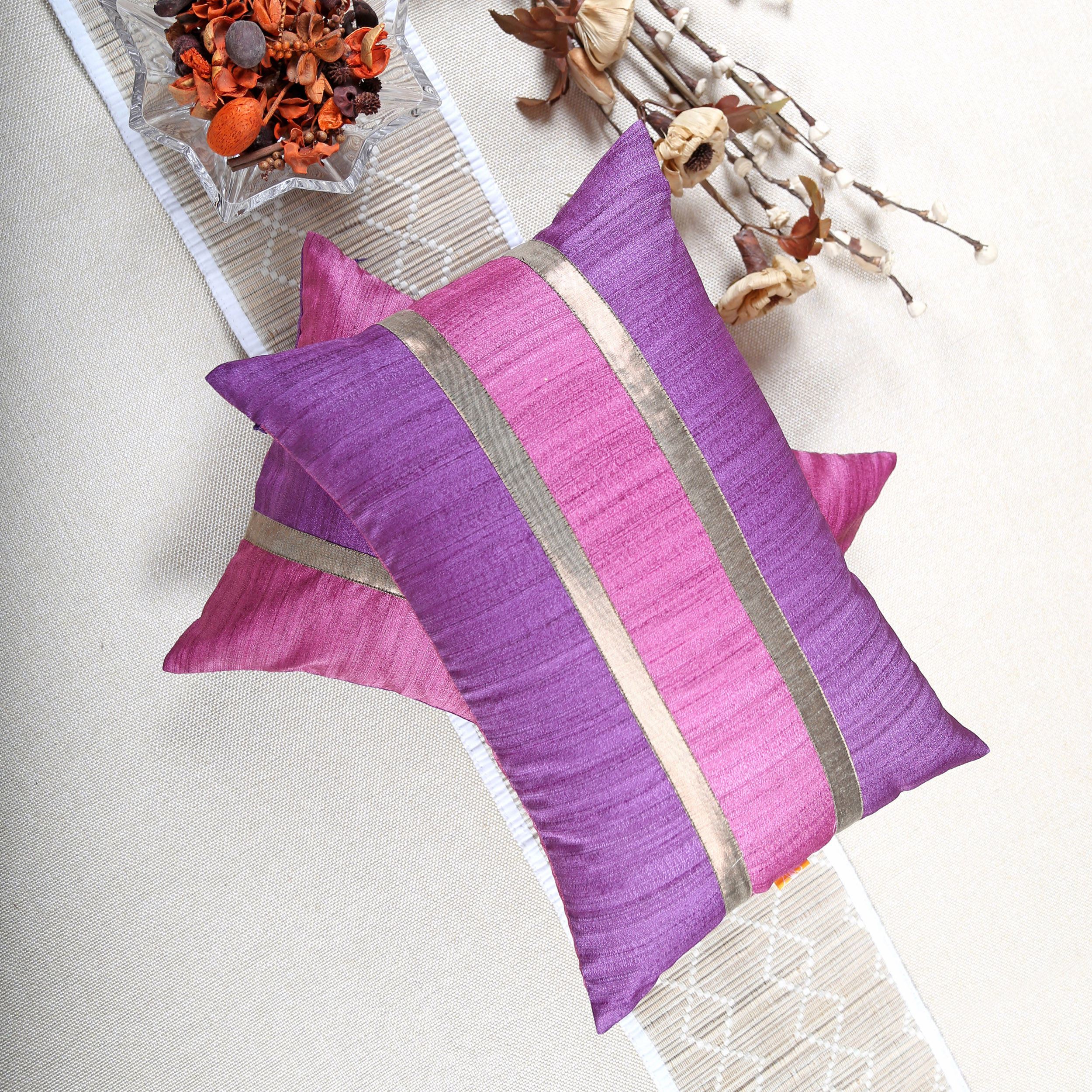 Mauve and Purple Woven Self Design