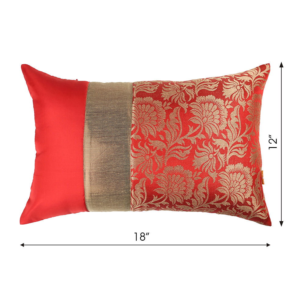 Thumbnail: Red Jacquard cushion cover 12"x18"