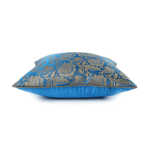 Thumbnail: Turquoise Jacquard cushion cover 16"x16"