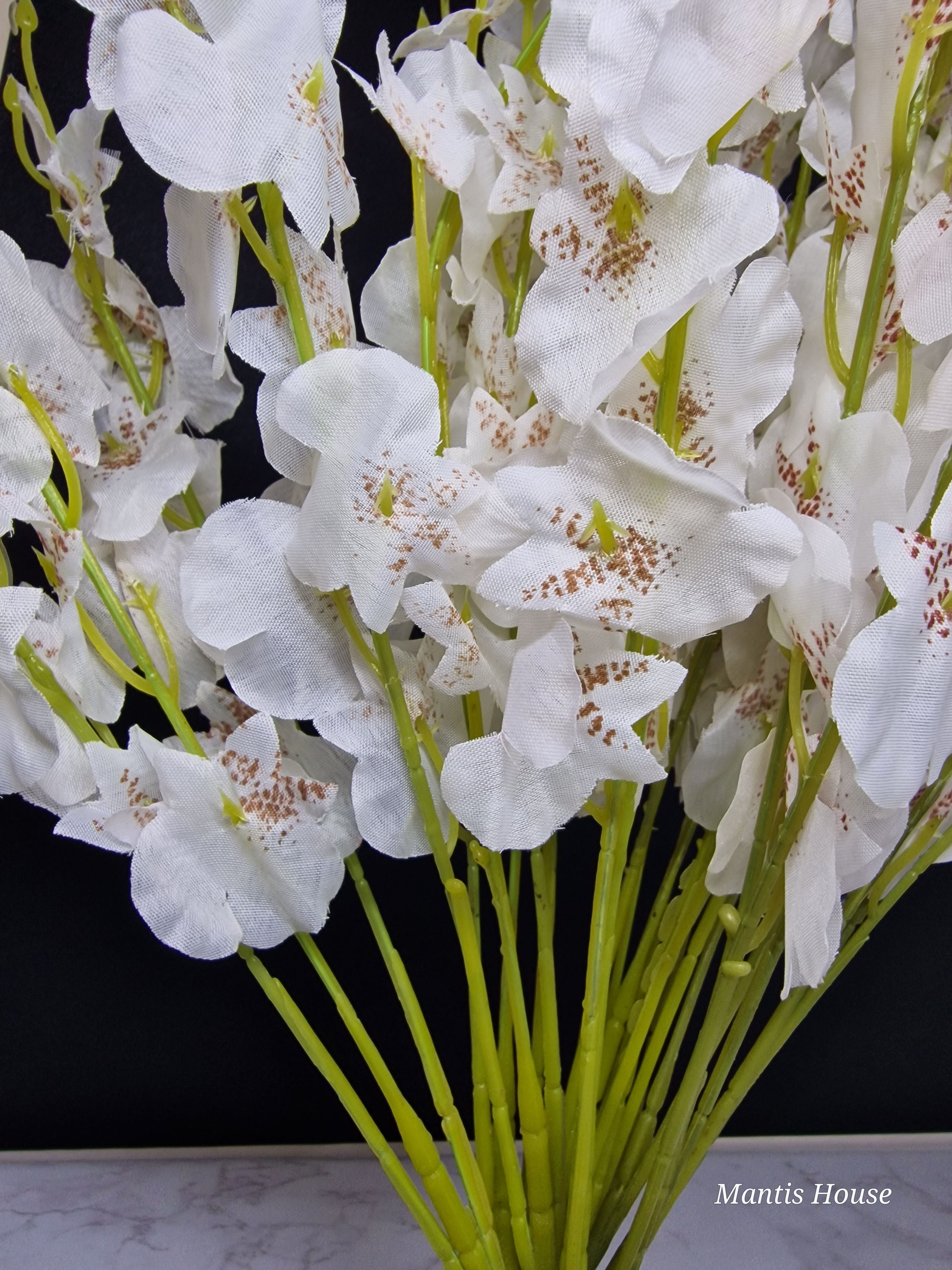 Silk Orchid Flower Branch - White