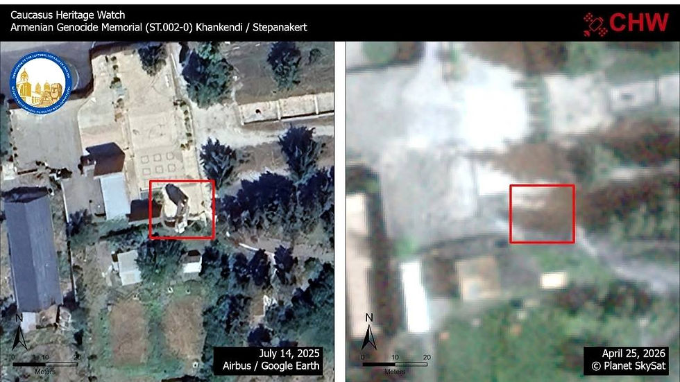 Armenian Genocide Memorial Destroyed in Stepanakert as Experts Warn of Systematic Erasure Under Azerbaijan’s Occupation of Nagorno-Karabakh