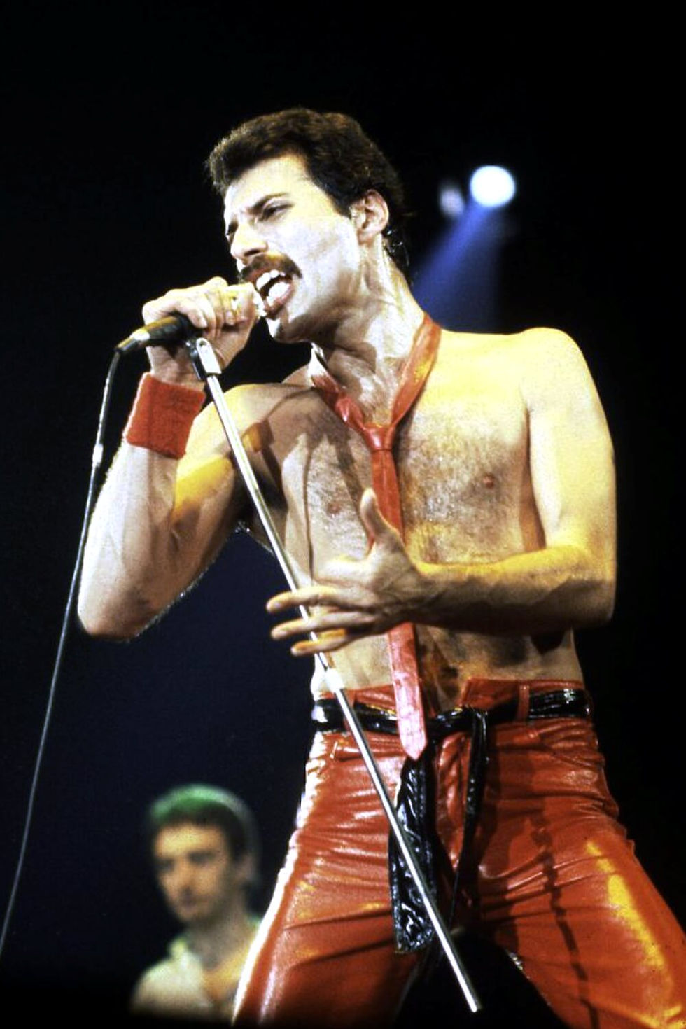 Freddie Mercury performs with Queen at the Rosemont Horizon in Rosemont, Illinois on September 19, 1980.