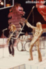 Steve Priest and Brian Connolly of the glam rock group Sweet perform on the BBC TV music show 'Top Of The Pops', on December 25, 1973.