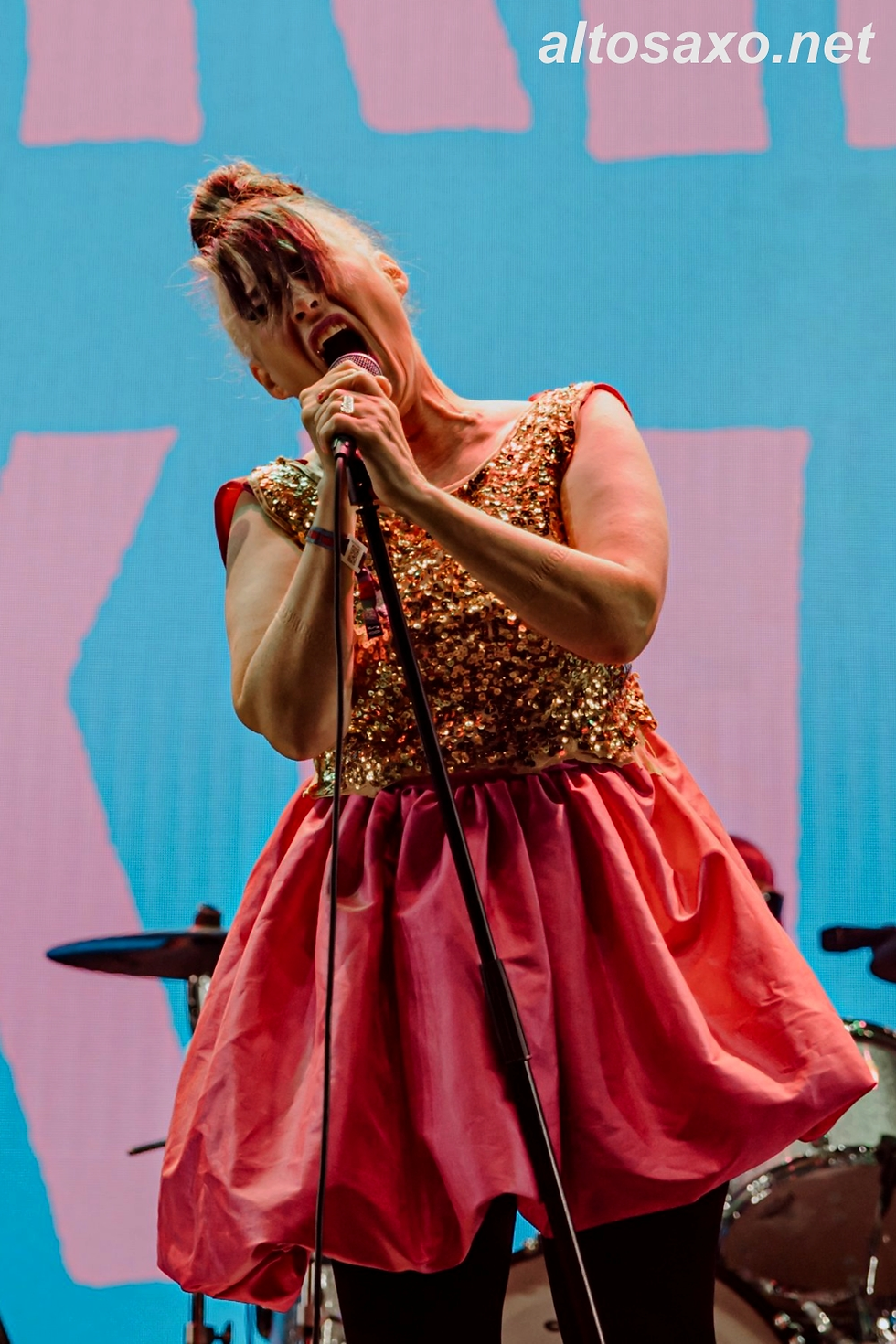 Kathleen Hanna of Bikini Kill performs at Primavera Sound Barcelona 2024.