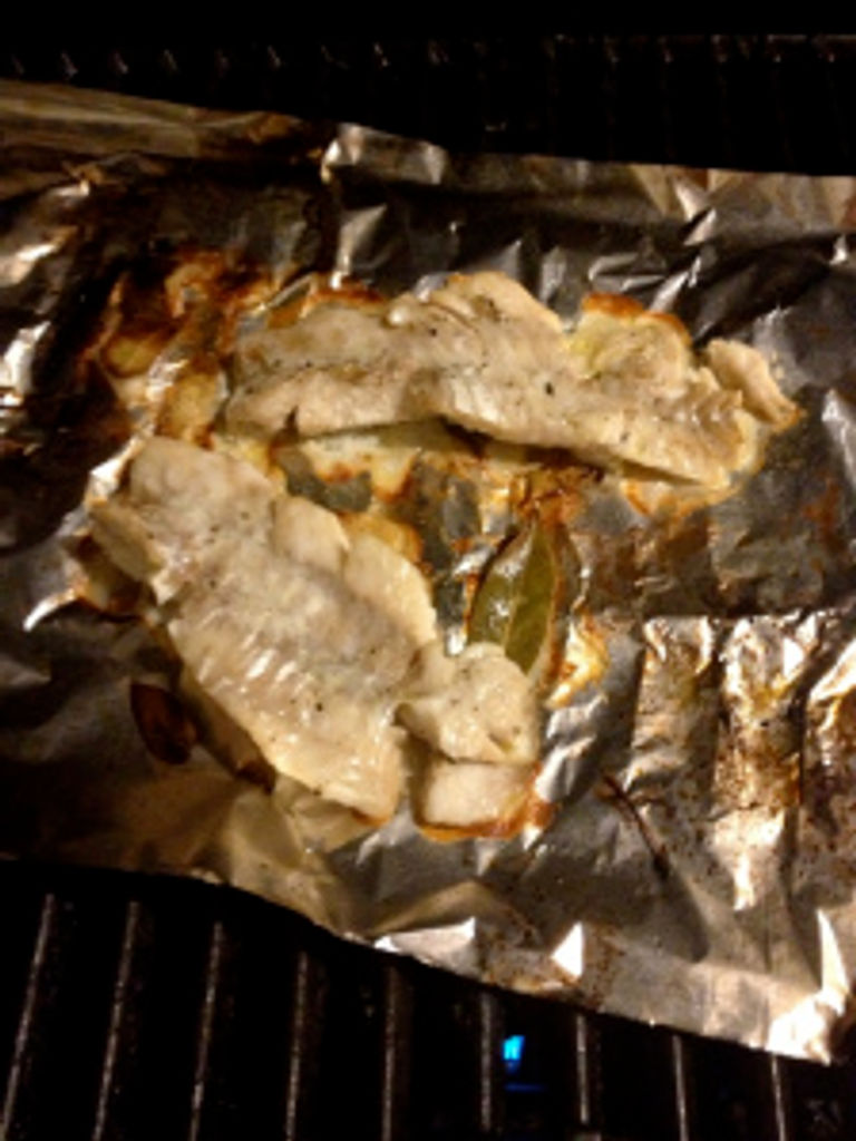 Another sign that most white fish are ready is when they begin to flake, as you can see here. Photo by Brittany Avila.