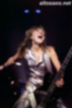 Suzi Quatro performs at Hammersmith Odeon in London on November 2, 1978.
