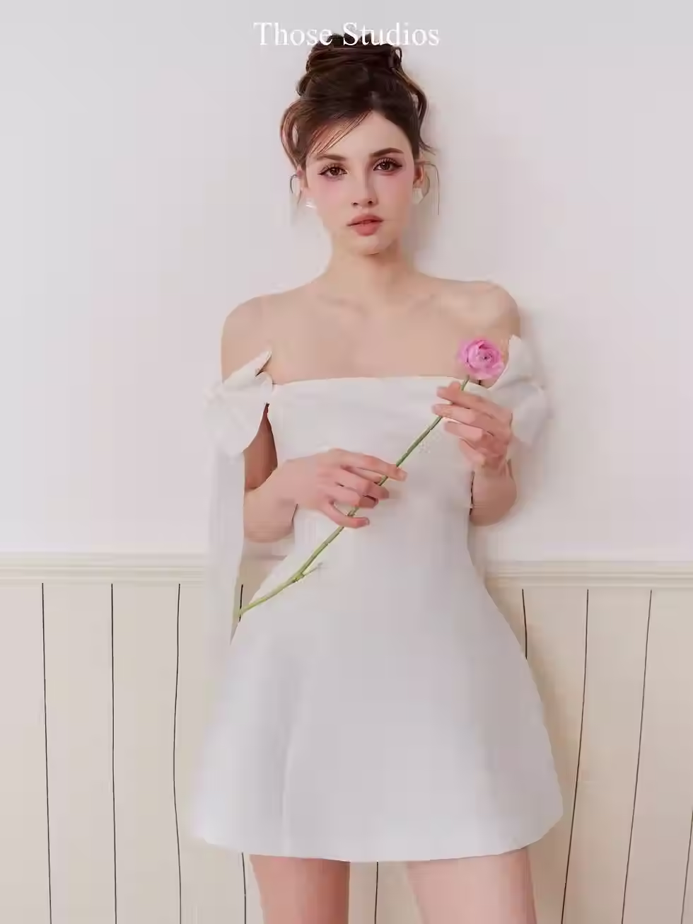 Emus Dress white off shoulder flare mini, party, brunch, feminine, elegant style for confident everyday moments.