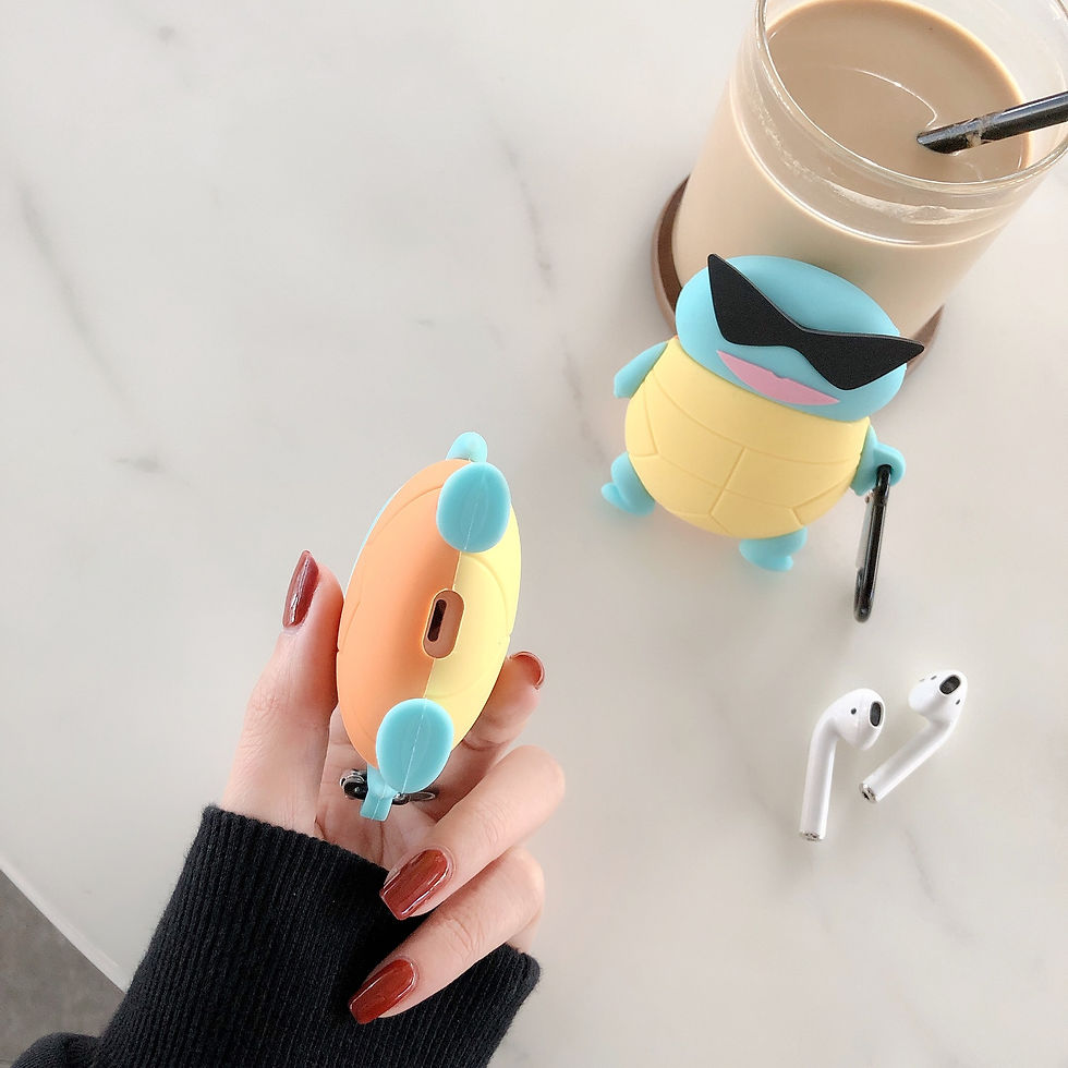 Miniatura: Funda de Silicona para AirPods con Diseño de Squirtle de Dibujos Animados