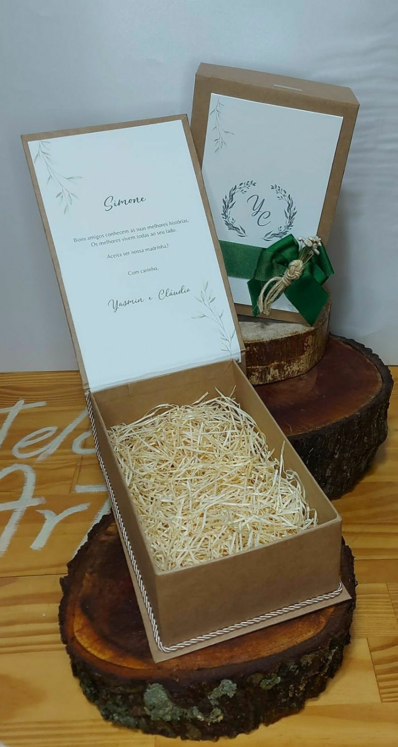 Miniatura: Caixa Convite Rústica - Padrinhos Casal e Solteiro
