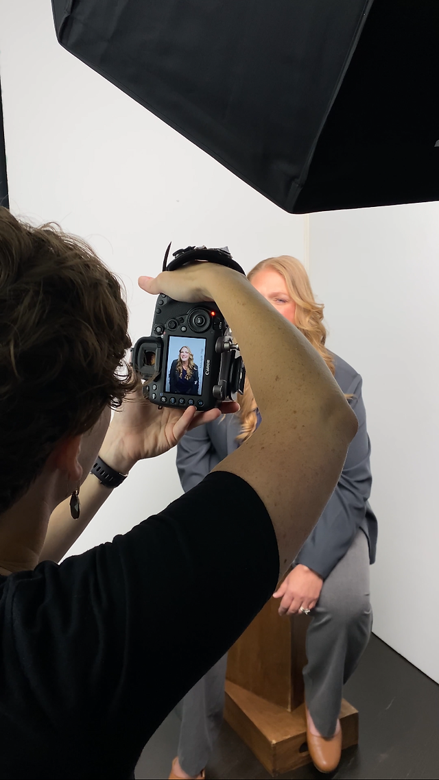 Behind the scenes of branding photoshoot for female business owner at Bradford County PA photography studio