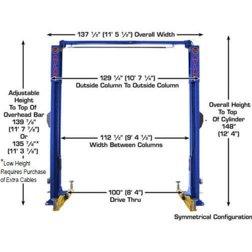 Thumbnail: Atlas Platinum PVL10 ALI Certified 10,000 lb Overhead 2 Post Lift