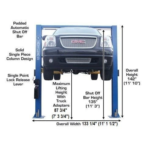 Thumbnail: Atlas 9OHSC 9,000 lb Overhead 2-Post Lift