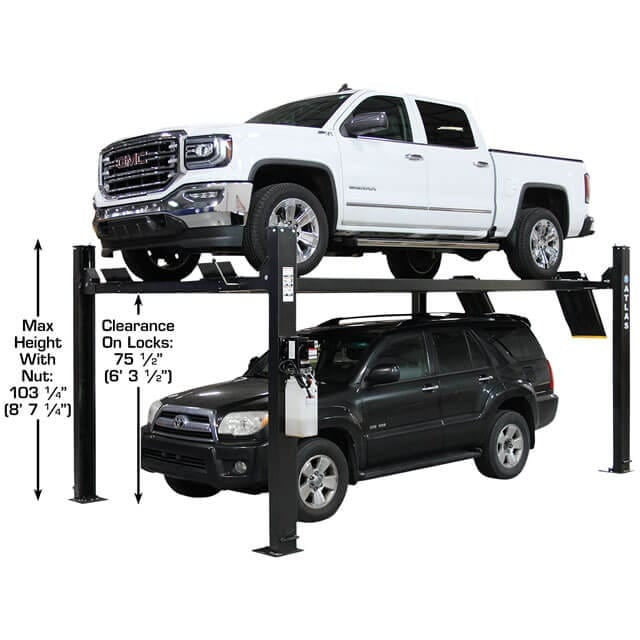 Thumbnail: Atlas ALI Certified APEX9 4 Post Lift + RJ6 Rolling Bridge Jacks Combo