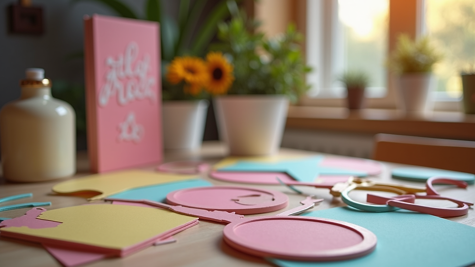 Close-up view of colorful photo booth props on a table