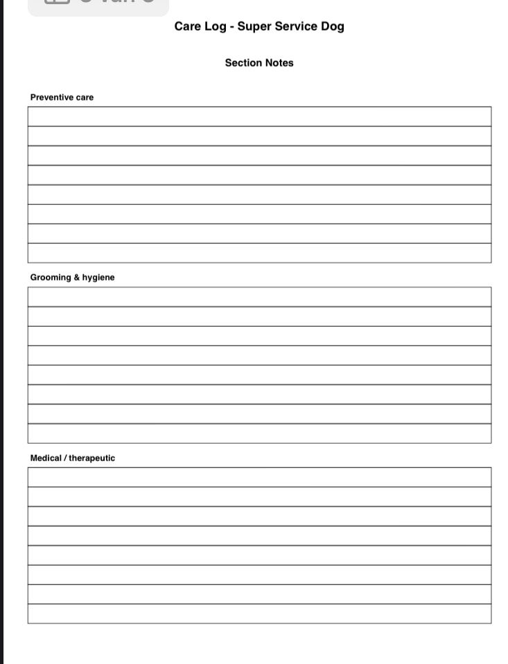 Thumbnail: Service dog Care log (Print & Fillable) EN