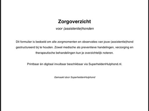 🐾 Waarom een goed zorgoverzicht onmisbaar is voor (assistentie)honden