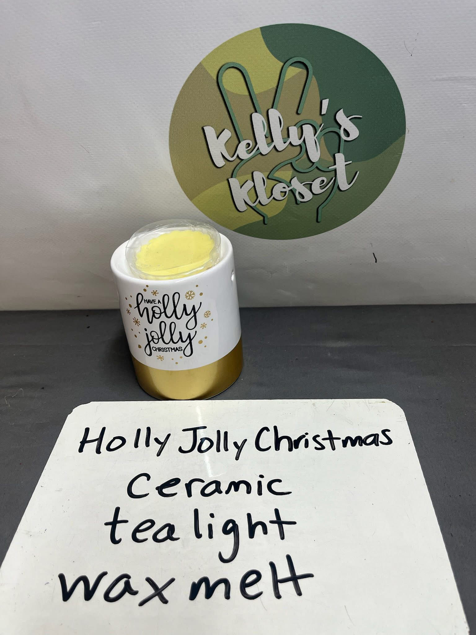 Holly Jolly Christmas Ceramic Tea Light- Wax Melt