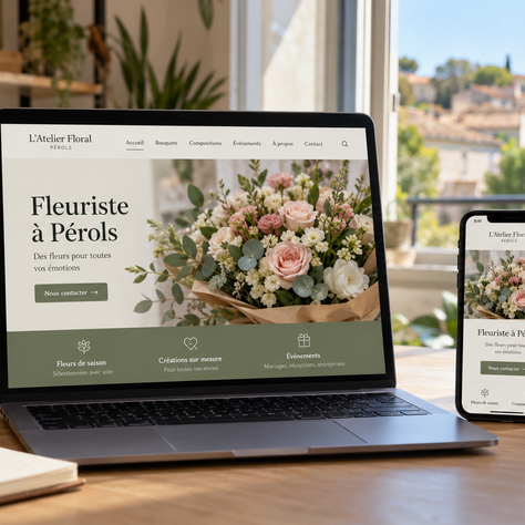Création d’un site internet pour une entreprise de Pérols, affiché sur ordinateur et smartphone