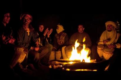 Camp fire in the Merzouga desert