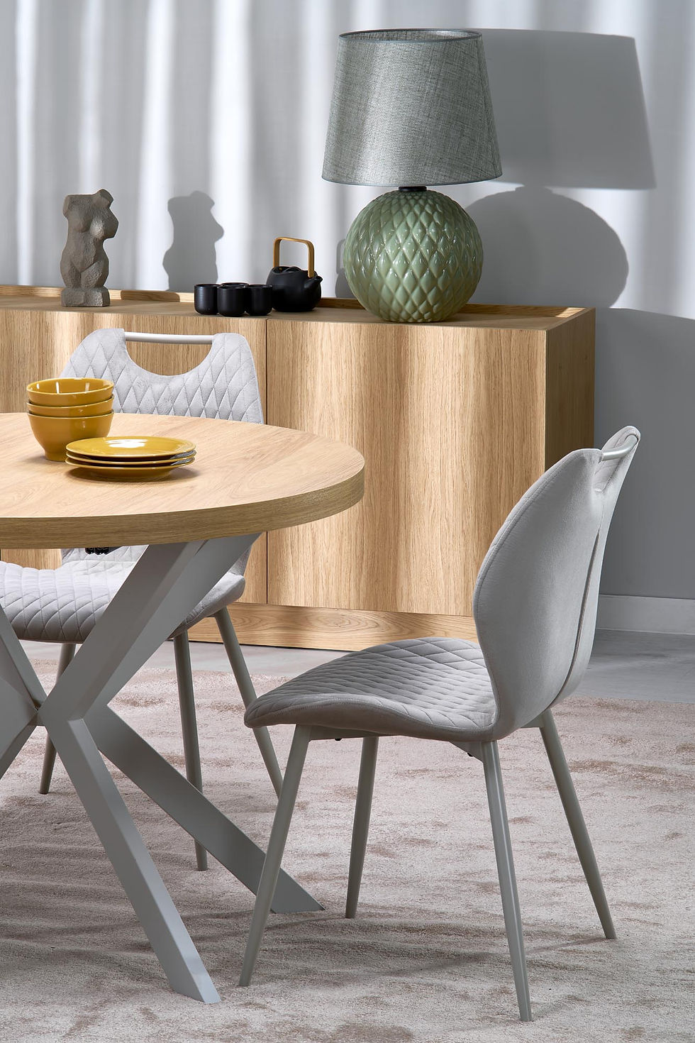 Sīktēls: Izvelkams galds Peroni hickory ozols kašmira kājas