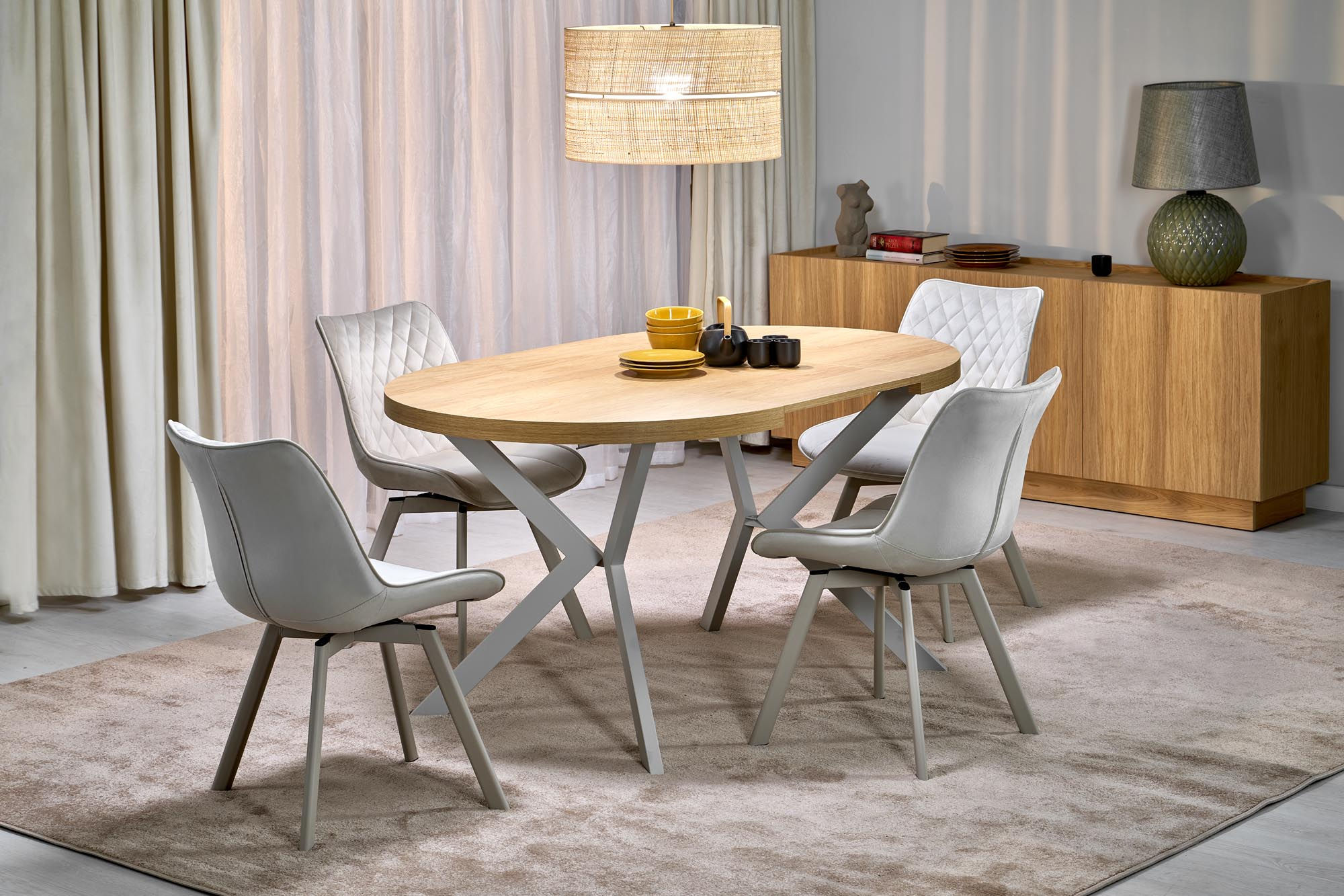 Izvelkams galds Peroni hickory ozols kašmira kājas