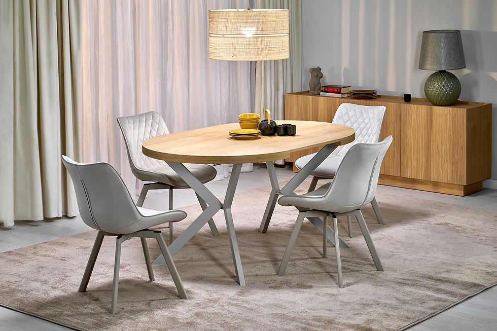 Sīktēls: Izvelkams galds Peroni hickory ozols kašmira kājas